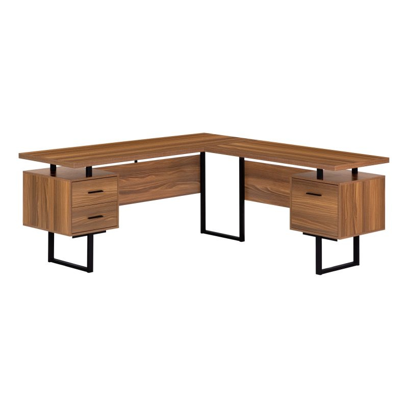 71" Walnut L-Shaped Floating Desk - Image 2