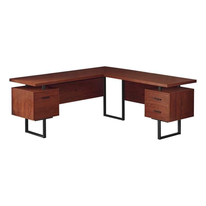 71" Cherry L-Shaped Floating Desk - Image 2