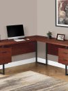 71" Cherry L-Shaped Floating Desk