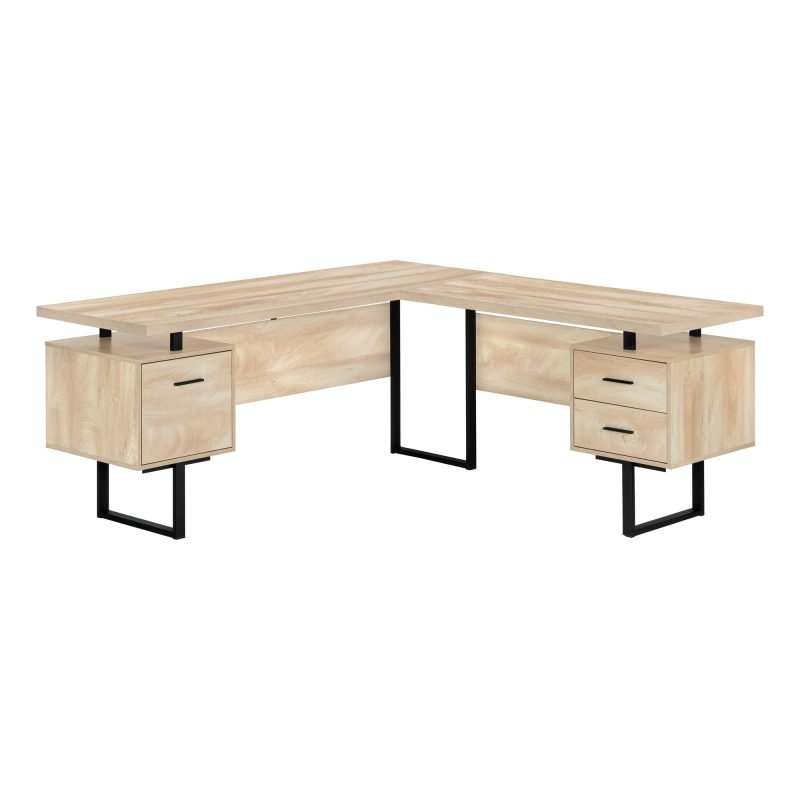 71" Natural Birch L-Shaped Floating Desk - Image 2