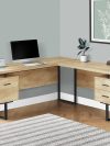 71" Natural Birch L-Shaped Floating Desk