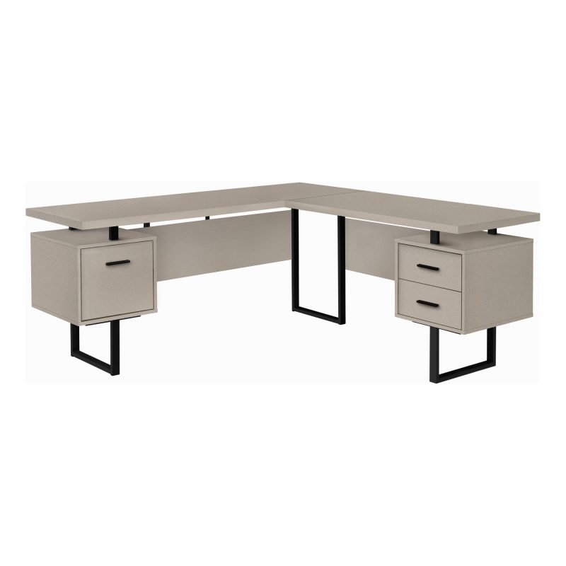 71" Modern Taupe L-Shaped Floating Desk - Image 2