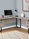 71" Modern Taupe L-Shaped Floating Desk
