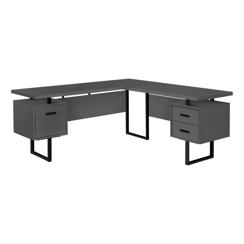 71" Modern Gray L-Shaped Floating Desk - Image 2