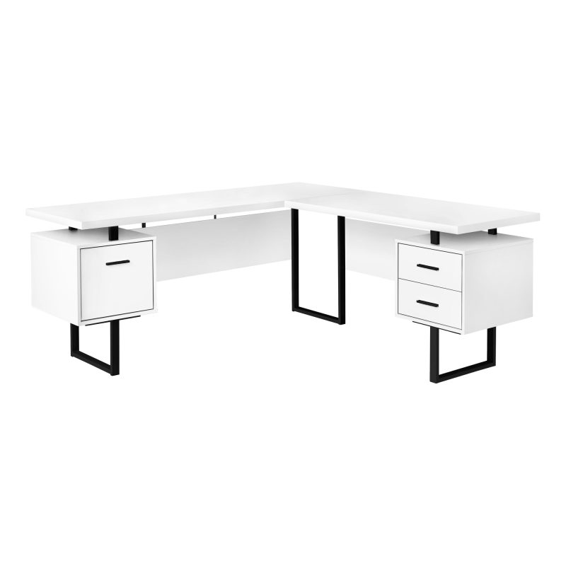 71" White & Black L-Shaped Floating Desk - Image 2