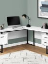 71" White & Black L-Shaped Floating Desk