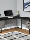 71" Concrete & Black L-Shaped Floating Desk