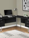 71" Black & Silver L-Shaped Floating Desk