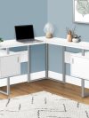 Mid-Century Modern White 57" L-Shaped Computer Desk