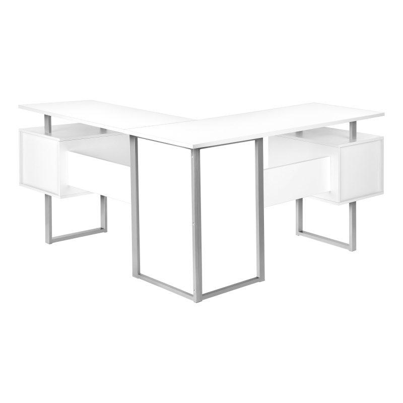 Mid-Century Modern White 57" L-Shaped Computer Desk - Image 6