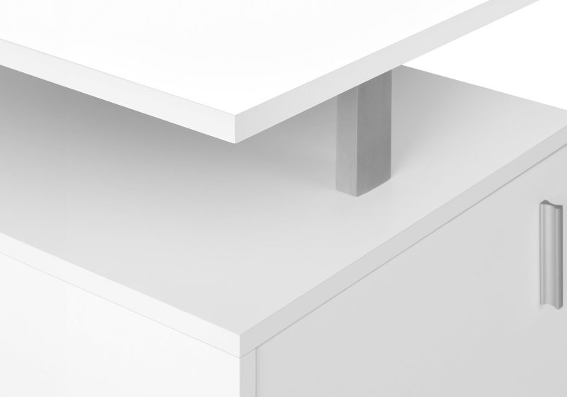 Mid-Century Modern White 57" L-Shaped Computer Desk - Image 7