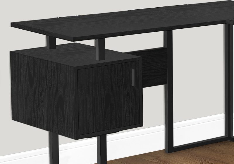 Mid-Century Modern Black 57" L-Shaped Computer Desk - Image 3