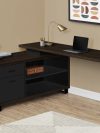 72" Espresso and Black Executive L-Shaped Desk