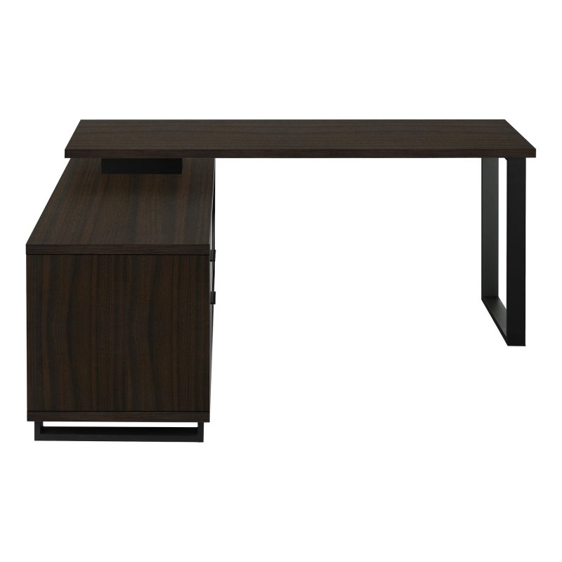 72" Espresso and Black Executive L-Shaped Desk - Image 3