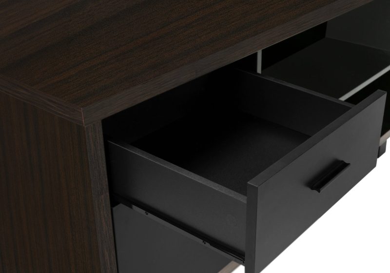 72" Espresso and Black Executive L-Shaped Desk - Image 7