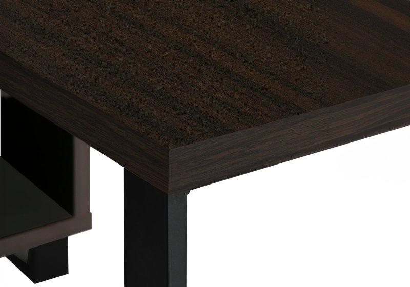 72" Espresso and Black Executive L-Shaped Desk - Image 8