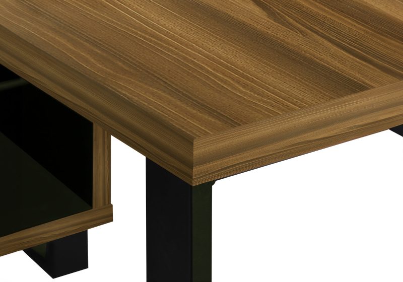 72" Walnut and Black Executive L-Shaped Desk - Image 7