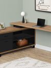 72" Brown and Black Executive L-Shaped Desk