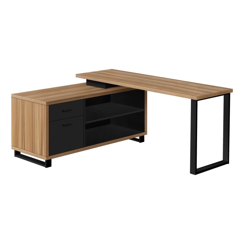 72" Brown and Black Executive L-Shaped Desk - Image 2