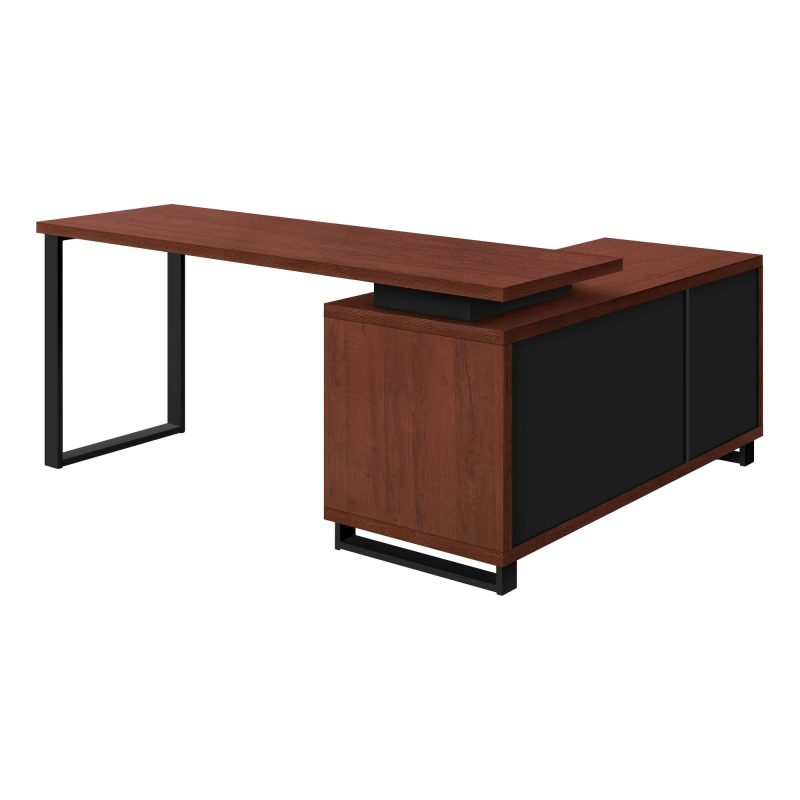72" Cherry and Black Executive L-Shaped Desk - Image 3