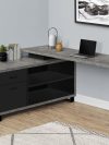 72" Grey and Black Executive L-Shaped Desk