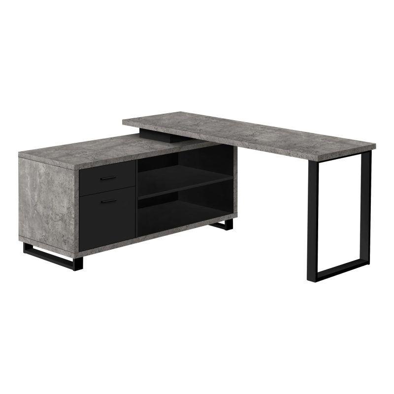 72" Grey and Black Executive L-Shaped Desk - Image 2