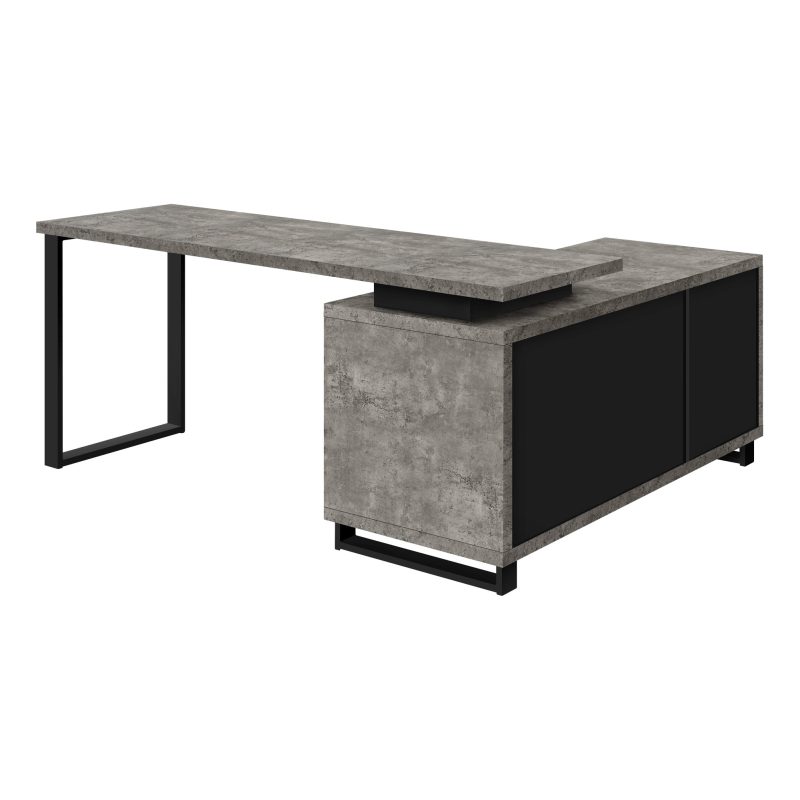 72" Grey and Black Executive L-Shaped Desk - Image 3