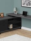72" Slate and Black Executive L-Shaped Desk