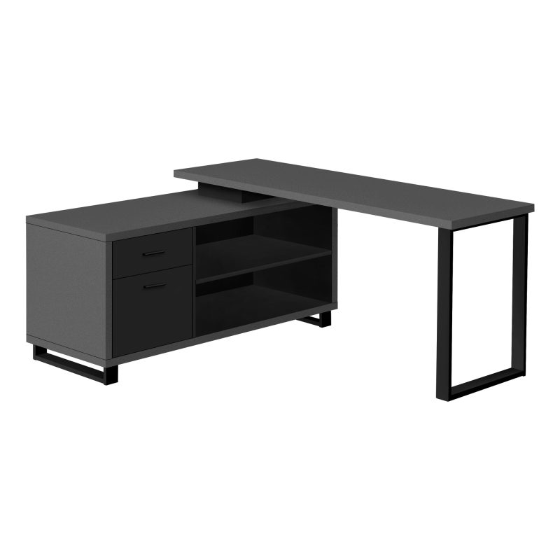 72" Slate and Black Executive L-Shaped Desk - Image 2