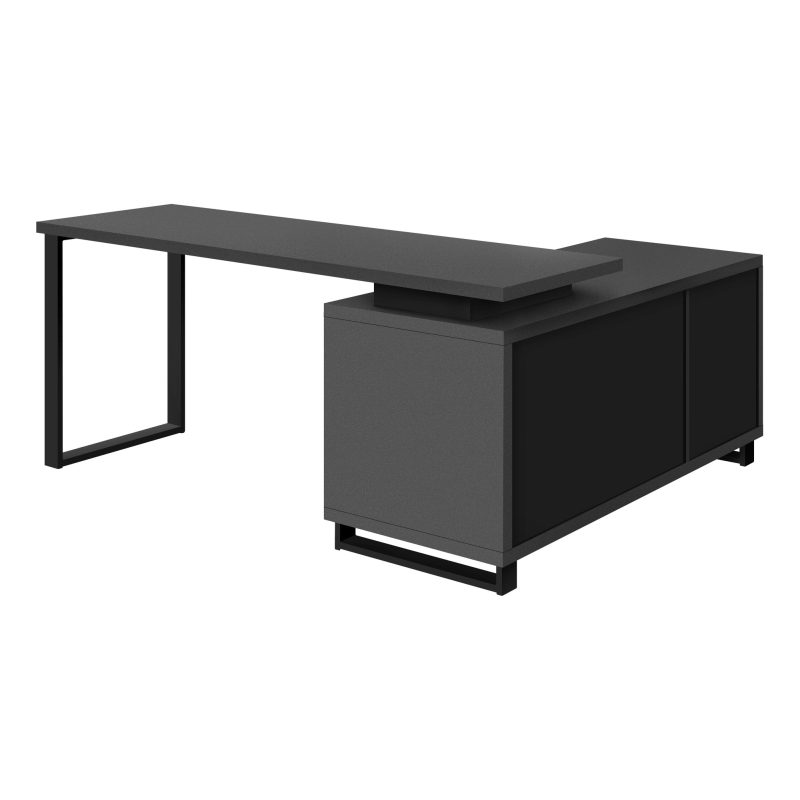 72" Slate and Black Executive L-Shaped Desk - Image 3