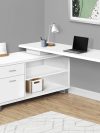 72" White Executive L-Shaped Desk