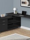 72" Black and Silver Executive L-Shaped Desk