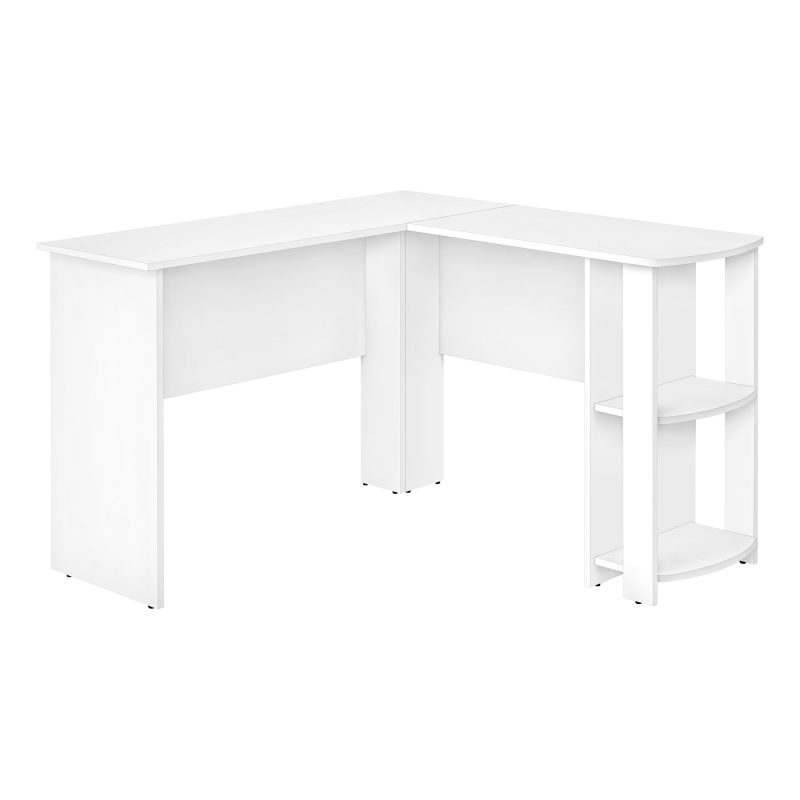 White 47" L-Shaped Computer Desk with Storage - Image 2