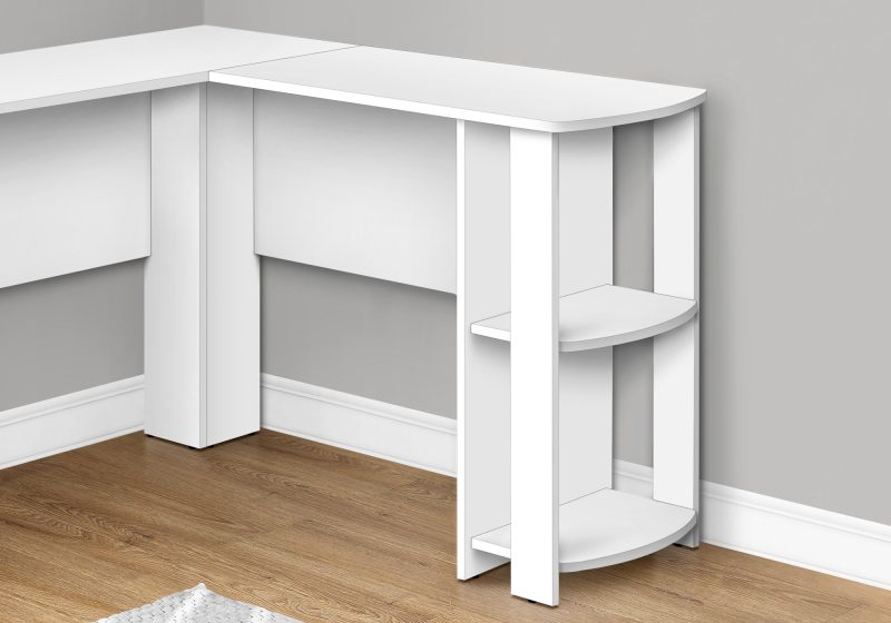 White 47" L-Shaped Computer Desk with Storage - Image 3