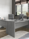 72" Modern L-Shaped Bow-Front Office Desk in Modern Gray