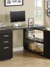 Cappuccino Corner L-Shaped Office Desk with Drawers & Shelving