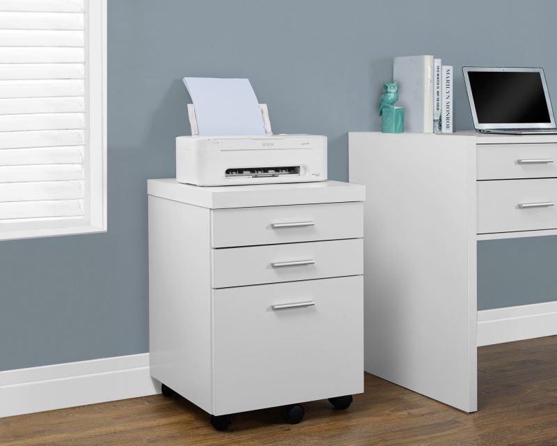 Modern White L-Shaped Desk with Drawers & Shelving - Image 2