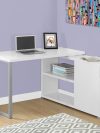 Modern White L-Shaped Desk with Drawers & Shelving