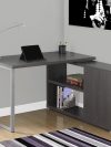 Modern Dark Gray L-Shaped Desk with Drawers & Shelving