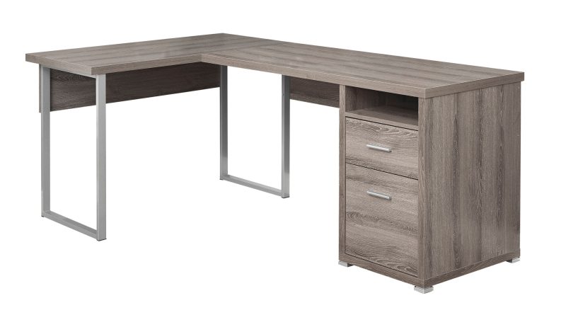 Versatile Dark Taupe 79" Corner Office Desk w/ Drawers - Image 2