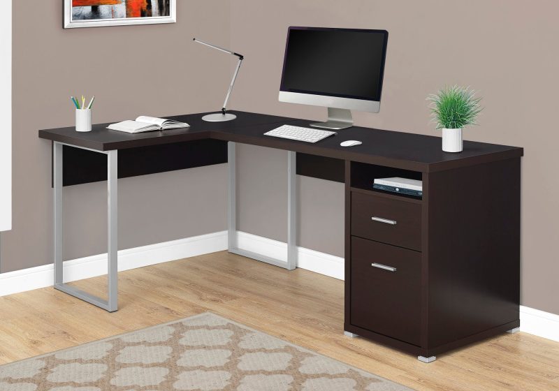 Versatile Cappuccino 79" Corner Office Desk w/ Drawers - Image 2