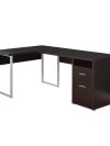 Versatile Cappuccino 79" Corner Office Desk w/ Drawers