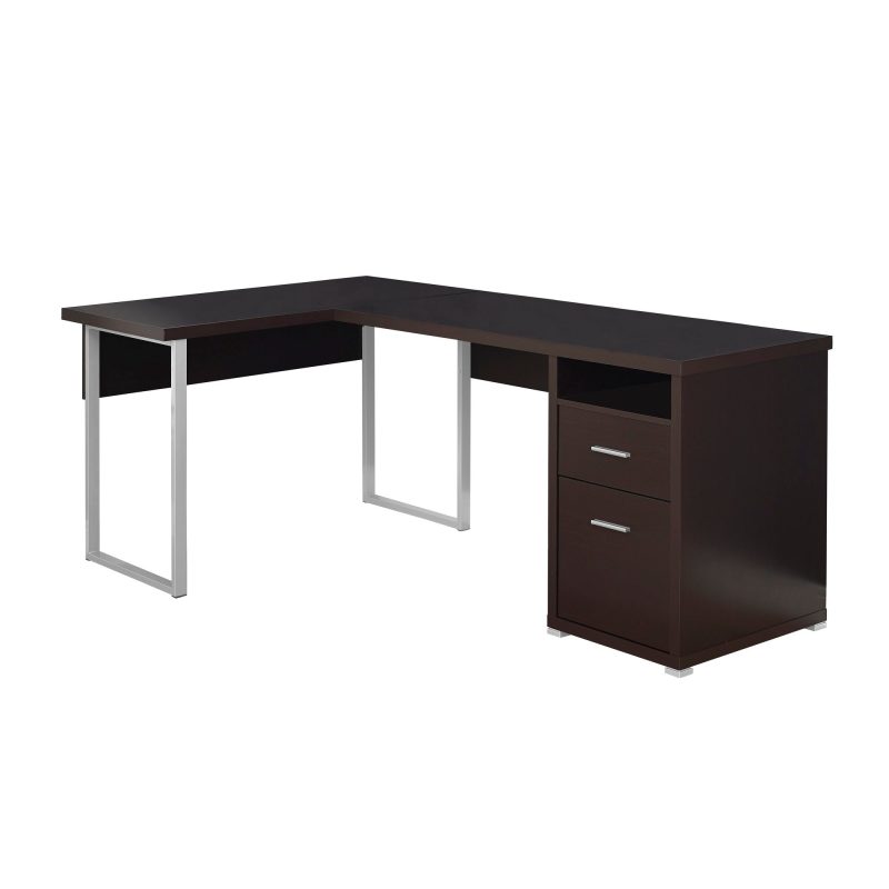 Versatile Cappuccino 79" Corner Office Desk w/ Drawers
