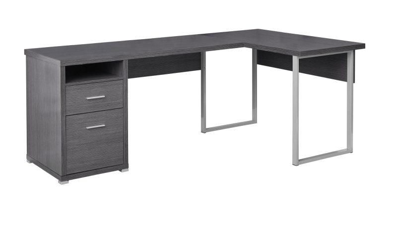 Versatile Gray 79" Corner Office Desk w/ Drawers - Image 2