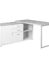 Classic White & Cement Corner Office Desk w/ Silver Accents