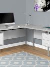 71" White & Cement Corner Desk with Drawers