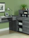 L-shaped Corner Office Desk with Storage in Dark Taupe Reclaimed Finish