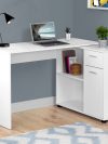 46" White Compact L-Shaped Office Desk