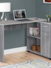 46" Gray Compact L-Shaped Office Desk