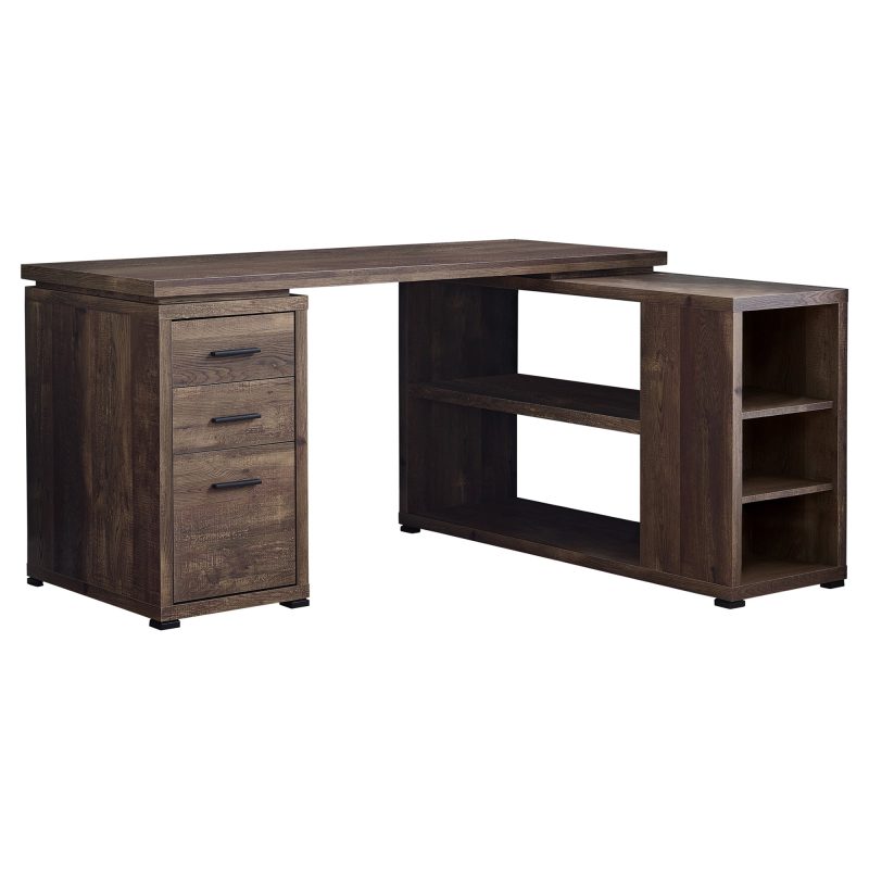 Dark Brown Woodgrain L-Shaped 60" Computer Desk - Image 3